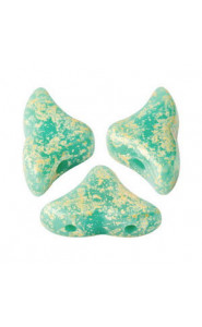 Les perles par Puca® Hélios beads Opaque green turquoise splash 63130/94401